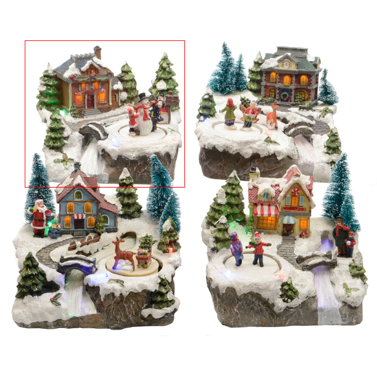 Decoratiune luminoasa Kids and snowman, Lumineo, 16x19x15 cm, polirasina, multicolor - imagine 3